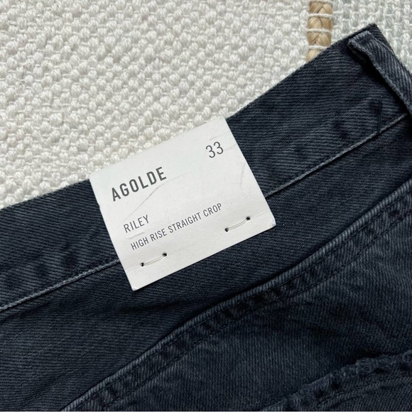 Agolde Riley Black Edit Crop High Straight Leg Jeans Women’s Size 33 - Picture 9 of 12